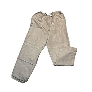 Beige Scrub Work Pants L Blood Resistant Latex Free 30" Inseam Pockets New